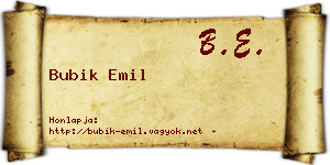 Bubik Emil névjegykártya